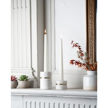 Cork & Mill Handcrafted Candle Holders in Marble & Brass