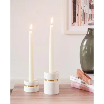 Cork & Mill Handcrafted Candle Holders in Marble & Brass