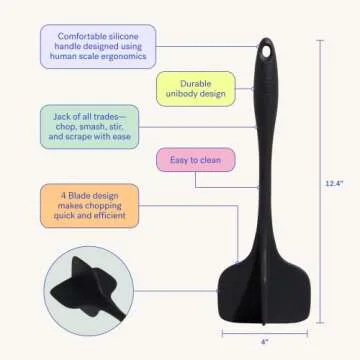 GIR: Get It Right Premium Silicone Quad Meat Chopper - Non-Stick Heat Resistant Potato Mashers and Hamburger Chopper - Ultimate - 12 IN, White