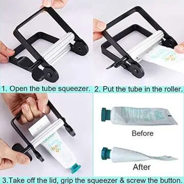 Toothpaste Squeezer, Metal Toothpaste Tube Squeezer Paint Tube Wringer for Artist, Hair Salon, Painter… (Black)