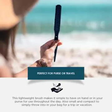 Spornette Boar Bristle Hair Brush for Women & Men - Little Wonder Small Teasing Brush - Create Slick Backs & Volume - Boar & Tourmaline Nylon Bristles for Back Brushing & Combing (Blue)