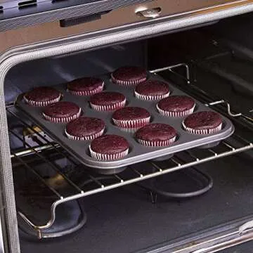 Twscvc 12 Cups Muffin and Cupcake Pan, Nonstick Brownie Cake Pan, Carbon Steel bakeware for Oven Baking Gray