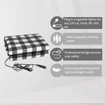 XOOL Heated Car Blanket for Winter Comfort and Convenience