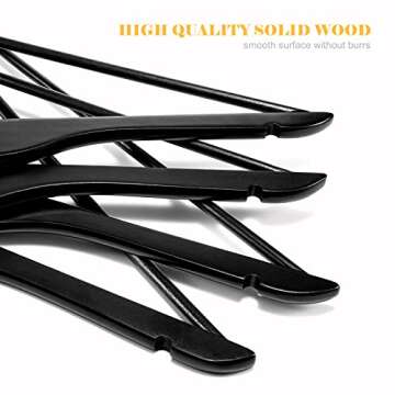 Cozymood Sturdy Wooden Hangers 20 Pack Durable & Slim Clothes Hanger with 360° Rotatable Hook Natural Finish & Notches Wood Hangers Premium Coat Hanger for Closet Clothes Hangers (Black)