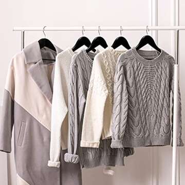 Cozymood Sturdy Wooden Hangers 20 Pack Durable & Slim Clothes Hanger with 360° Rotatable Hook Natural Finish & Notches Wood Hangers Premium Coat Hanger for Closet Clothes Hangers (Black)