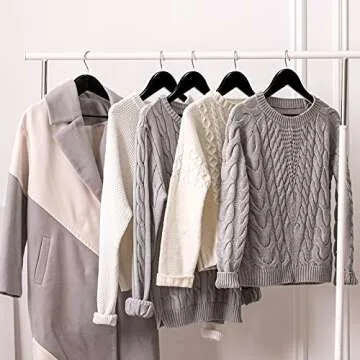 Cozymood Sturdy Wooden Hangers 20 Pack Durable & Slim Clothes Hanger with 360° Rotatable Hook Natural Finish & Notches Wood Hangers Premium Coat Hanger for Closet Clothes Hangers (Black)