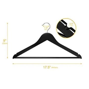 Cozymood Sturdy Wooden Hangers 20 Pack Durable & Slim Clothes Hanger with 360° Rotatable Hook Natural Finish & Notches Wood Hangers Premium Coat Hanger for Closet Clothes Hangers (Black)