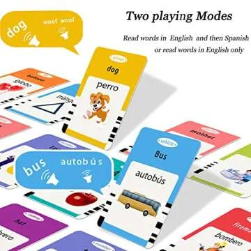 Startcan Spanish & English Talking Flash Cards for Toddlers 1 2 3 4 5 6, Audible Toys for Kids to Learn Spanish - 258 Cards and 516 Words(Blue)