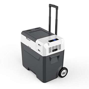 ACOPOWER&LiONCooler 12V Portable Car Refrigerator-52 Quarts/50L,Battery/Solar Panal powered Fridge Freezer with App Control,-4°F-68°F Electric Compressor Cooler for Camping RV Truck and Boat