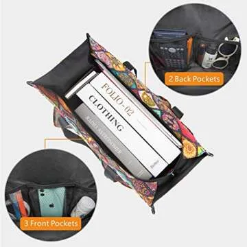 TOPDesign Utility Water Resistant Tote Bag with 13 Exterior & Interior Pockets, Top Zipper Closure & Thick Bottom Support