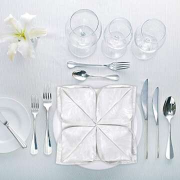 ColorBird Washable Cloth Napkins Set of 4, Scroll Damask Jacquard Dinner Napkins Cloth Bulk, 17 x 17 Inch Water Resistant Spillproof Cotton Ivory Napkins Cloth for Brunch Weddings Parties Banquets