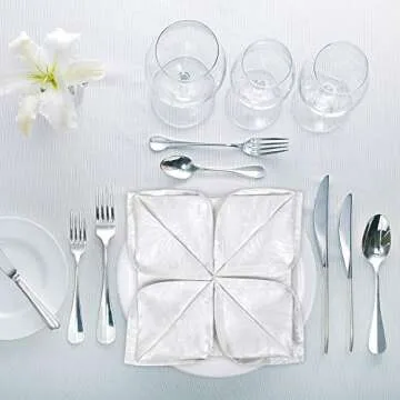 ColorBird Washable Cloth Napkins Set of 4, Scroll Damask Jacquard Dinner Napkins Cloth Bulk, 17 x 17 Inch Water Resistant Spillproof Cotton Ivory Napkins Cloth for Brunch Weddings Parties Banquets