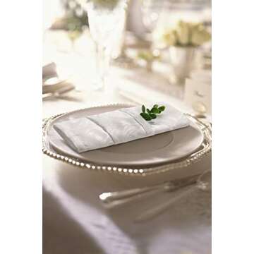 ColorBird Washable Cloth Napkins Set of 4, Scroll Damask Jacquard Dinner Napkins Cloth Bulk, 17 x 17 Inch Water Resistant Spillproof Cotton Ivory Napkins Cloth for Brunch Weddings Parties Banquets