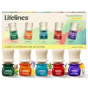 Lifelines Essential Oil Blends, 5-Pack Discovery Set - Aromatherapy Solutions for Joy, Calm, Focus &...