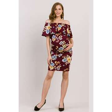 Stylish Hello MIZ Off Shoulder Maternity Dress