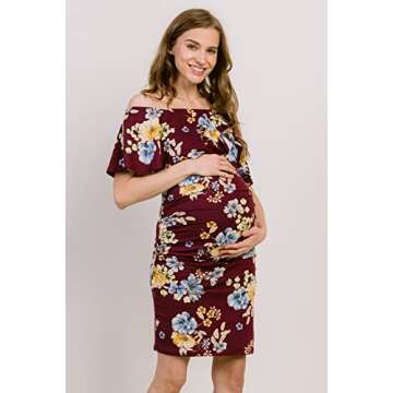Stylish Hello MIZ Off Shoulder Maternity Dress
