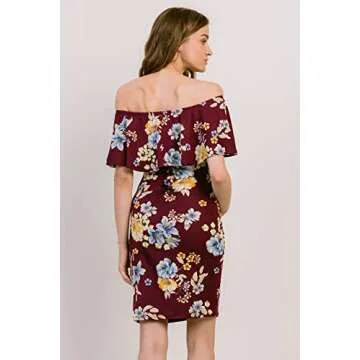 Stylish Hello MIZ Off Shoulder Maternity Dress