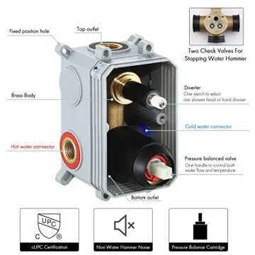 KES Shower Faucets Sets Complete Matte Black Shower System 10 Inches Rain Shower Head with Handheld Shower Valve and Trim Kit Pressure Balance, XB6230-BK