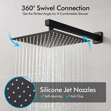 KES Shower Faucets Sets Complete Matte Black Shower System 10 Inches Rain Shower Head with Handheld Shower Valve and Trim Kit Pressure Balance, XB6230-BK