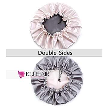 ELIHAIR Stain Bonnet Silky Sleep Cap Adjustable Satin Cap for Night Sleeping Hair Bonnet Reversible ...