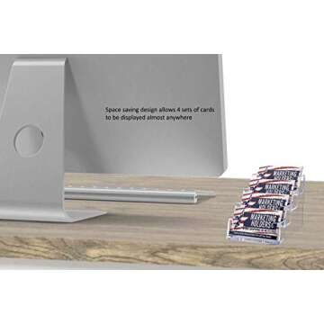 Deflecto Business Card Holder Display, Multi-Compartment, 3-7/8"W x 3-1/2"H x 4-1/8"D, 4 Compartments, Clear (70841)