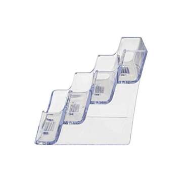 Deflecto Business Card Holder Display, Multi-Compartment, 3-7/8"W x 3-1/2"H x 4-1/8"D, 4 Compartments, Clear (70841)
