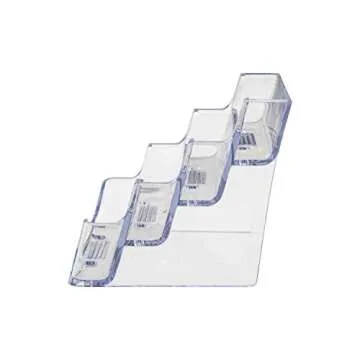 Deflecto Business Card Holder Display, Multi-Compartment, 3-7/8"W x 3-1/2"H x 4-1/8"D, 4 Compartments, Clear (70841)