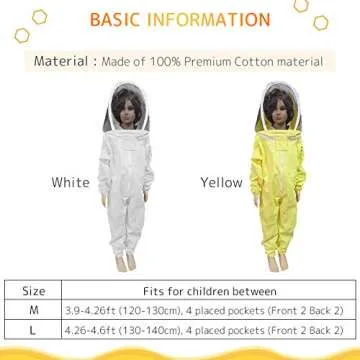 TINTON LIFE Kids Beekeeping Suits - 100% Cotton, Full Body Protection