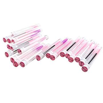 50 Pcs Pink Disposable Lash Brushes in Sanitary Tubes