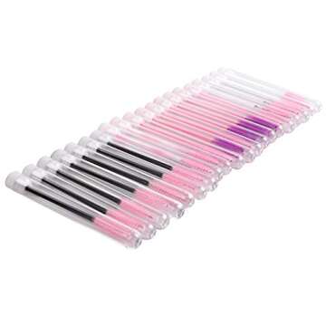 50 Pcs Pink Disposable Lash Brushes in Sanitary Tubes