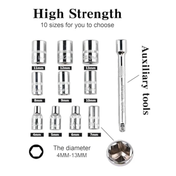 Egofine 12pcs Ratchet Socket Wrench Set for Versatile Use