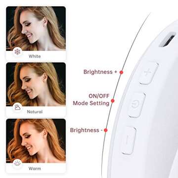 Meifigno Upgraded Selfie Ring Light, [3 Light Modes] [Rechargeable] with Double Row 60 LED Lights, 4-Level Clips On Mini Small Circle Light Compatible with iPhone 16 15 14 13 12 11 Pro Max iPad Laptop