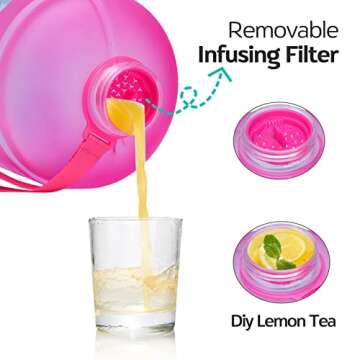 Venture Pal Half Gallon Water Bottle - 64 oz Water Bottle with Time Maker & Sturdy Handle - Leakproof Motivational Water Bottle to Track Your Daily Water Intake