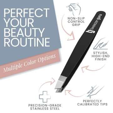 2-Pack Slant Tip Stainless Steel Tweezers for Eyebrows - Professional Precision Tweezing for Facial ...