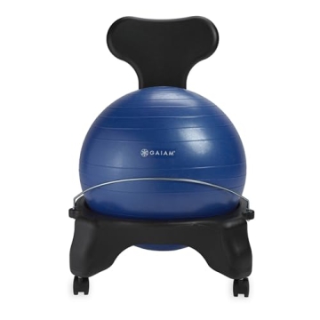 Gaiam Classic Balance Ball Chair – Exercise Stability Yoga Ball Premium Ergonomic Chair for Home a...