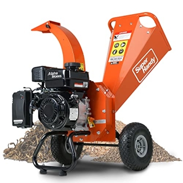 SuperHandy Mini Wood Chipper Shredder Mulcher Heavy Duty 7HP Compact Design 3" Inch Max Cutting Capa...