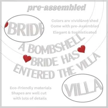 A Bombshell Bride Has Entered The Villa Banner, Bombshell Villa Bridesmaid Party Decor, Love Island Bach Weekend Decor, Love Themed Island Bachelorette Party Decorations Silver