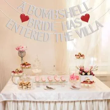 A Bombshell Bride Has Entered The Villa Banner, Bombshell Villa Bridesmaid Party Decor, Love Island Bach Weekend Decor, Love Themed Island Bachelorette Party Decorations Silver