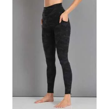 Colorfulkoala Women's High Waisted Tummy Control Workout Leggings 7/8 Length Yoga Pants with Pockets (L, Deep Grey Camo)