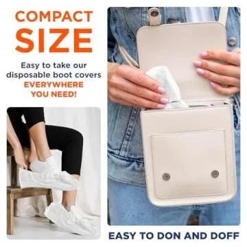 EZGOODZ White Indoor Shoe Covers Disposable Non Slip, 16.5 x 6.5 Inch. 100 Pack Shoe Booties Disposable. 2 Mil CPE Disposable Booties for Shoes Covers. Waterproof Surgical Boot Covers for Outdoor