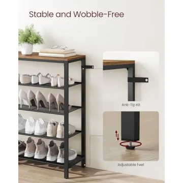 VASAGLE 5-Tier Shoe Rack - Stylish Organizer for Entryways