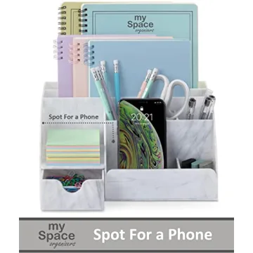 Elegant Marble Desk Organizer with 9 Compartments