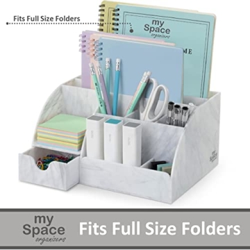 Elegant Marble Desk Organizer with 9 Compartments