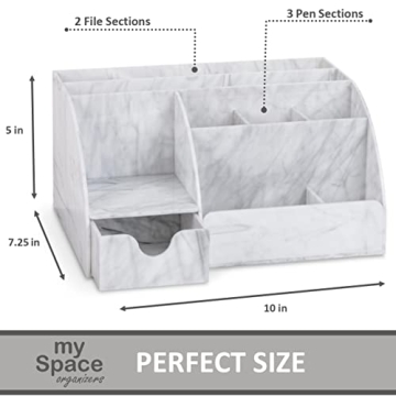 Elegant Marble Desk Organizer with 9 Compartments