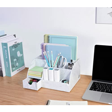 Elegant Marble Desk Organizer with 9 Compartments
