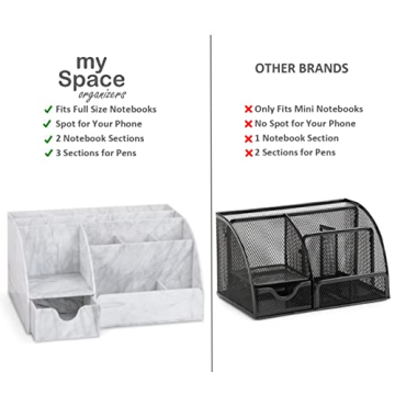 Elegant Marble Desk Organizer with 9 Compartments