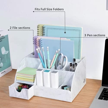 Elegant Marble Desk Organizer with 9 Compartments