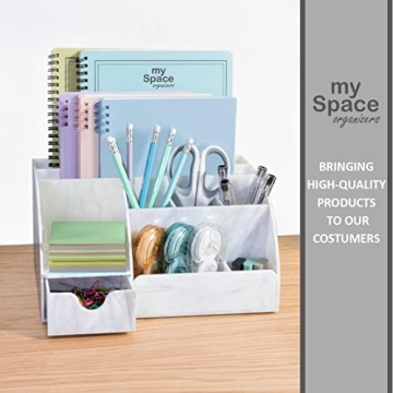 Elegant Marble Desk Organizer with 9 Compartments