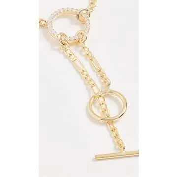 By Adina Eden Women's Multi Chain Toggle Lariat Necklace in Gold