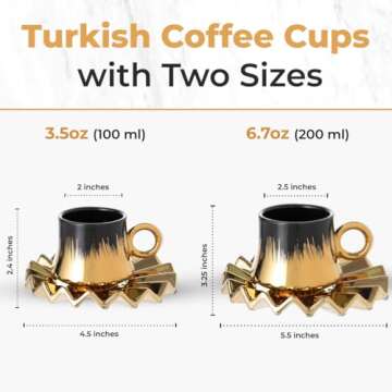 GLOXZY Turkish Coffee Cup Set - Luxury Ceramic Set of 6